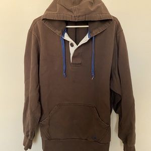 Cremieux hoodie, quarter button, XXL, brown